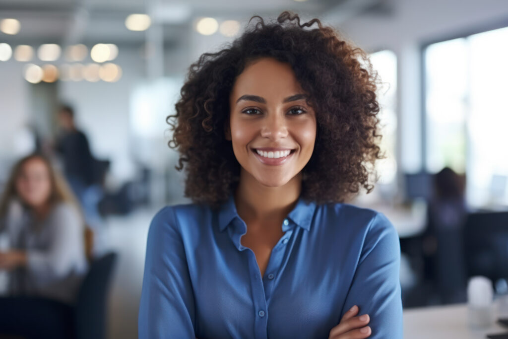 Happy female employee
